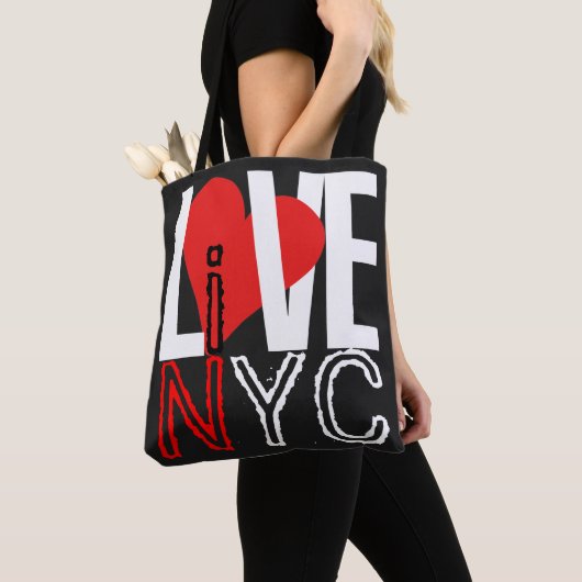 Love NYC Live In NYC Red Black White Bag トートバッグ (クローズアップ)
