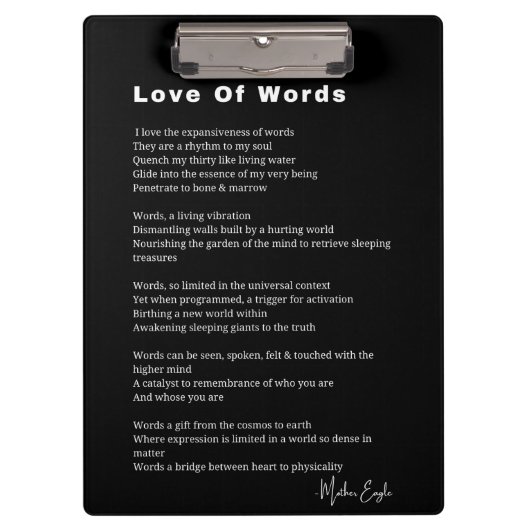 Love Of Words作家詩の詩の壁のアートポスター クリップボード (正面)