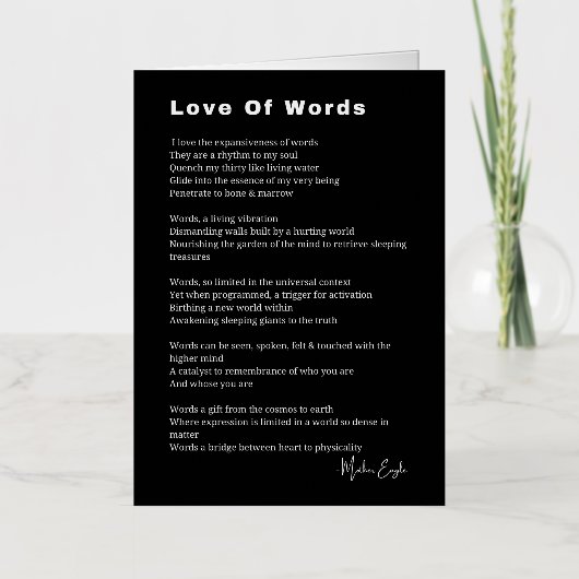Love Of Words作家詩歌 箔グリーティングカード (正面)