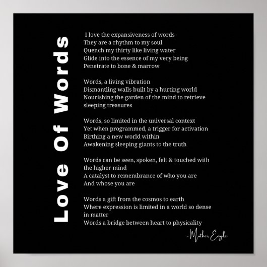 Love Of Words詩の詩の壁のアートポスターブラック ポスター (正面)