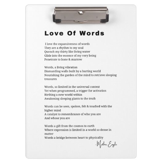 Love Of Words詩の詩の壁のアートポスター クリップボード (正面)