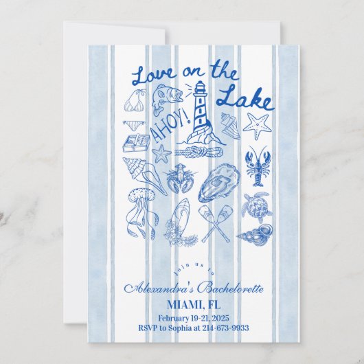 Love on the Lake Bachelorette 招待状 (正面)