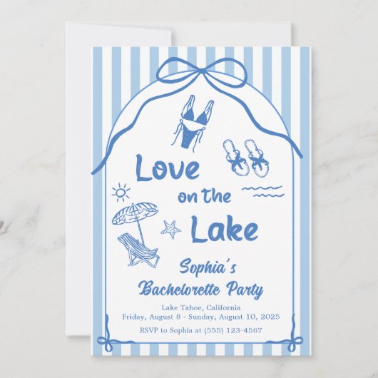 Love On The Lake Bachelorette Party 招待状 (正面)