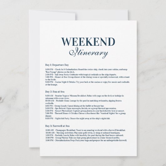 Love on the Lake Bachelorette Weekend 招待状 (裏面)