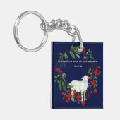 Love One Another | Lamb & Floral Acrylic Keychain キーホルダー (正面左)