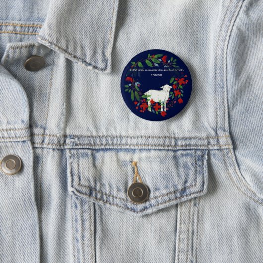 Love One Another | Lamb & Floral Christian Button 缶バッジ (インサイチュ)