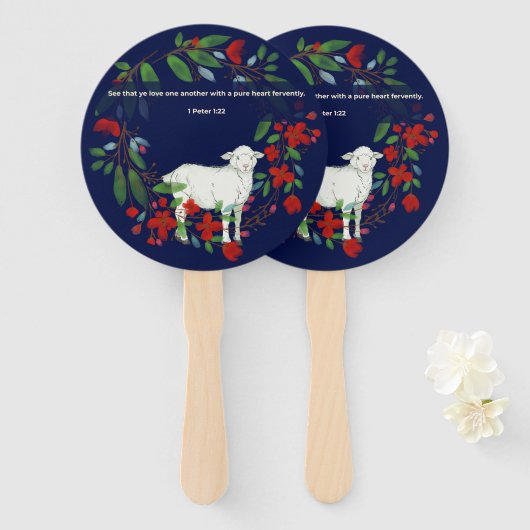 Love One Another | Lamb & Floral Hand Fans ハンドファン (正面&裏面)