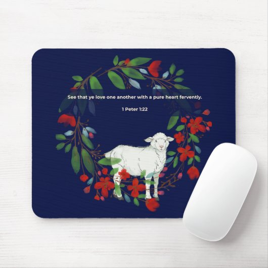 Love One Another | Lamb & Floral Mousepad マウスパッド (マウス)