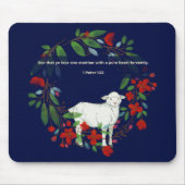 Love One Another | Lamb & Floral Mousepad マウスパッド (正面)