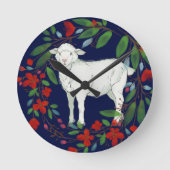 Love One Another | Lamb & Floral Wall Clock ラウンド壁時計 (正面)