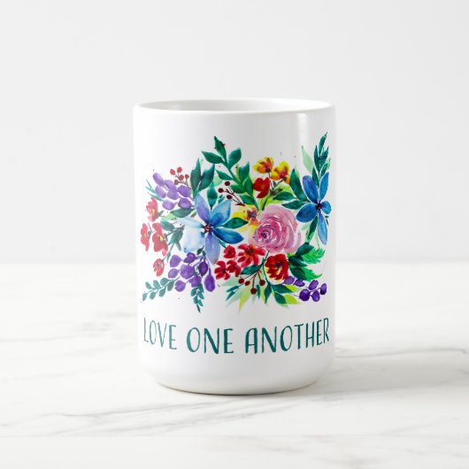 Love One Another Phoebe Floral Inspirational コーヒーマグカップ (中央)