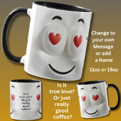 Love or Coffee?  Add Name Message, Expressive Face マグカップ