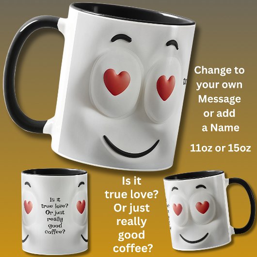 Love or Coffee?  Add Name Message, Expressive Face マグカップ