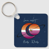 Love Orbit Universe Sun & Moon Sunset Lesbian Flag キーホルダー (正面)