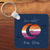 Love Orbit Universe Sun & Moon Sunset Lesbian Flag キーホルダー (正面)