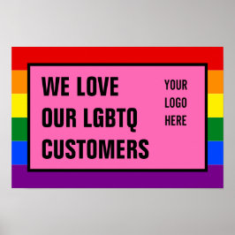 Love Our LGBTQ Gay Customers Rainbow Flag Logo ポスター