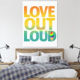 Love Out Loud レトロ プライド タイポグラフィ デザイン キャンバスプリント