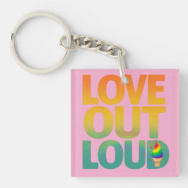 Love Out Loud レトロ プライド タイポグラフィ デザイン キーホルダー