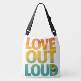 Love Out Loud レトロ プライド タイポグラフィ デザイン クロスボディバッグ