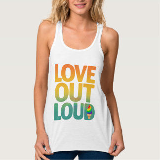 Love Out Loud レトロ プライド タイポグラフィ デザイン タンクトップ