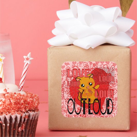 Love Out Loud – 詳細ハート スクエアシール (パーティー)