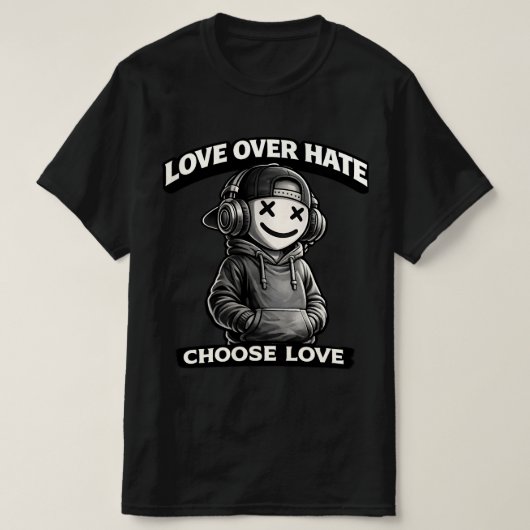 Love Over Hate アーバンアイコン 笑顔 X-Eyes ストリートスタイル Tシャツ (デザイン正面)