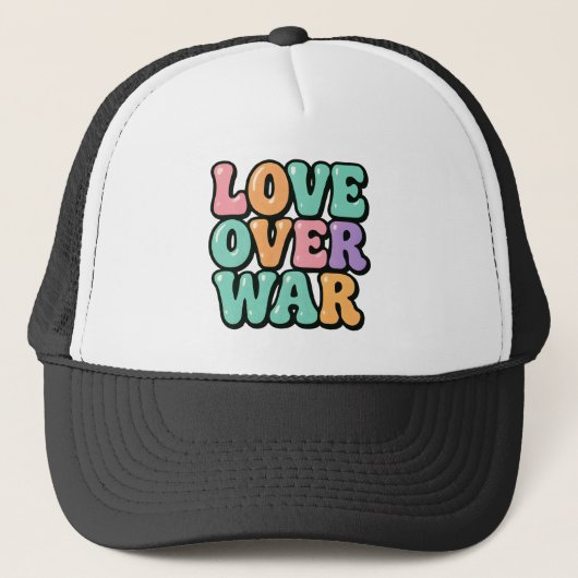 Love Over War 70s Retro Bubble キャップ (正面)