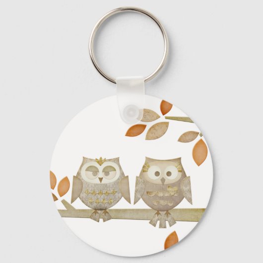 Love Owls in Tree Keychain キーホルダー (正面)