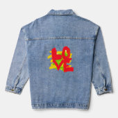 Love Paint Brushes Colorful Long Sleeve デニムジャケット (裏面)