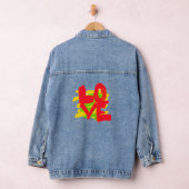 Love Paint Brushes Colorful Long Sleeve デニムジャケット (ハンガー)