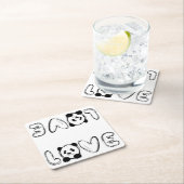 Love Panda スクエアペーパーコースター (インサイチュ)