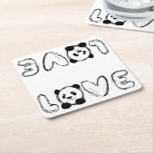 Love Panda スクエアペーパーコースター (アングル)