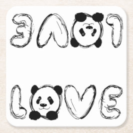 Love Panda スクエアペーパーコースター