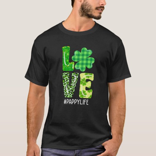 Love Pappy Shamrock Funny St Patricks Day Matching Tシャツ (正面)