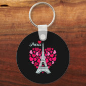 Love Paris Heart Eiffel Tower Souvenir France Fren キーホルダー (正面)