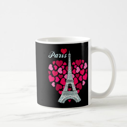 Love Paris Heart Eiffel Tower Souvenir France Fren コーヒーマグカップ (右)