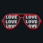 LOVE party shades | Romantic theme glasses アビエーターサングラス<br><div class="desc">LOVE party shades | Romantic theme glasses. Funny sunglasses. Fun geeky prop for party gag on Valentines Day,  engagement,  wedding,  bachelorette etc. Personalizable text. Humorous trendy fashion accessory. Suitable for men women and kids. Aviator and Wayfarer style. Big letters.</div>