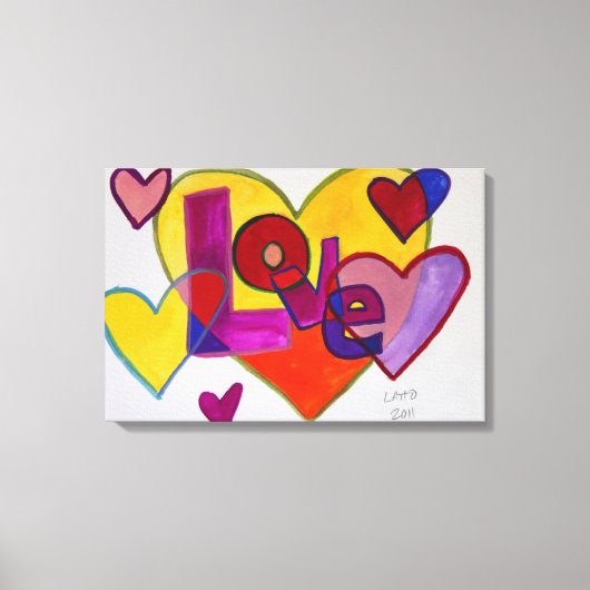 Love Patchworkハート絵画のキャンバス印刷 キャンバスプリント (正面)