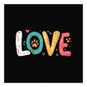 LOVE Paw - かわいいペット愛好家のためのタイポグラフィーアート フォトプリント