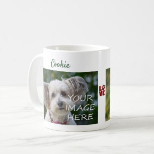 LOVE Paw 2 Dogs Photos Names モダン かわいい 新しい ペット コーヒーマグカップ