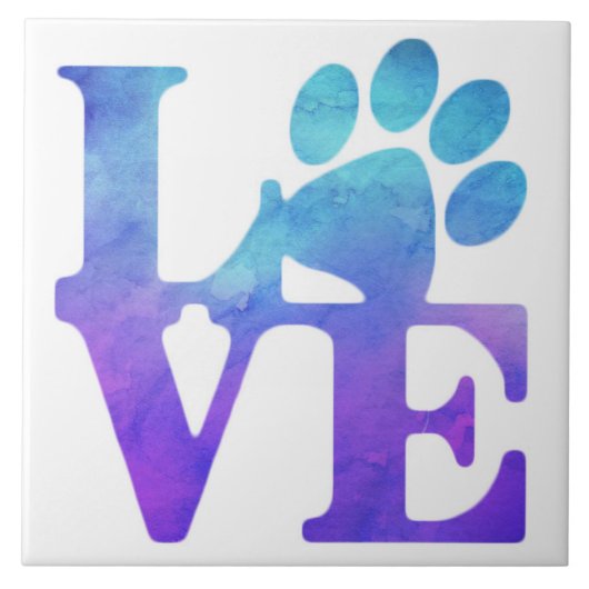 Love Paw Print – ギフトfor愛犬家 タイル (正面)