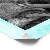 LOVE, Paw Print パーソナライズされた Dogティール（緑がかった色）ポスター ポスター (コーナー)