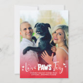 Love Paws Joy – 赤と白 – Pets Christmas Photo シーズンカード (正面)