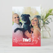 Love Paws Joy – 赤と白 – Pets Christmas Photo シーズンカード (スタンド正面)