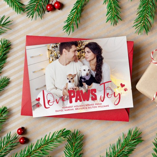 Love Paws Joy - Pets Christmas Photo シーズンカード