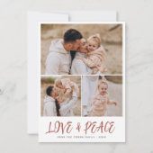 Love & Peace 3 Photo Collage Christmas Holiday シーズンカード (正面)