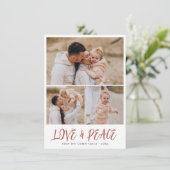 Love & Peace 3 Photo Collage Christmas Holiday シーズンカード (スタンド正面)