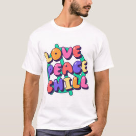 Love Peace Chill、Groovy Vibes Art Tシャツ