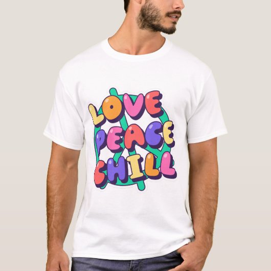 Love Peace Chill、Groovy Vibes Art Tシャツ (正面)