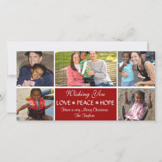 Love, Peace, Hope Photo Christmas Card (RED) シーズンカード
